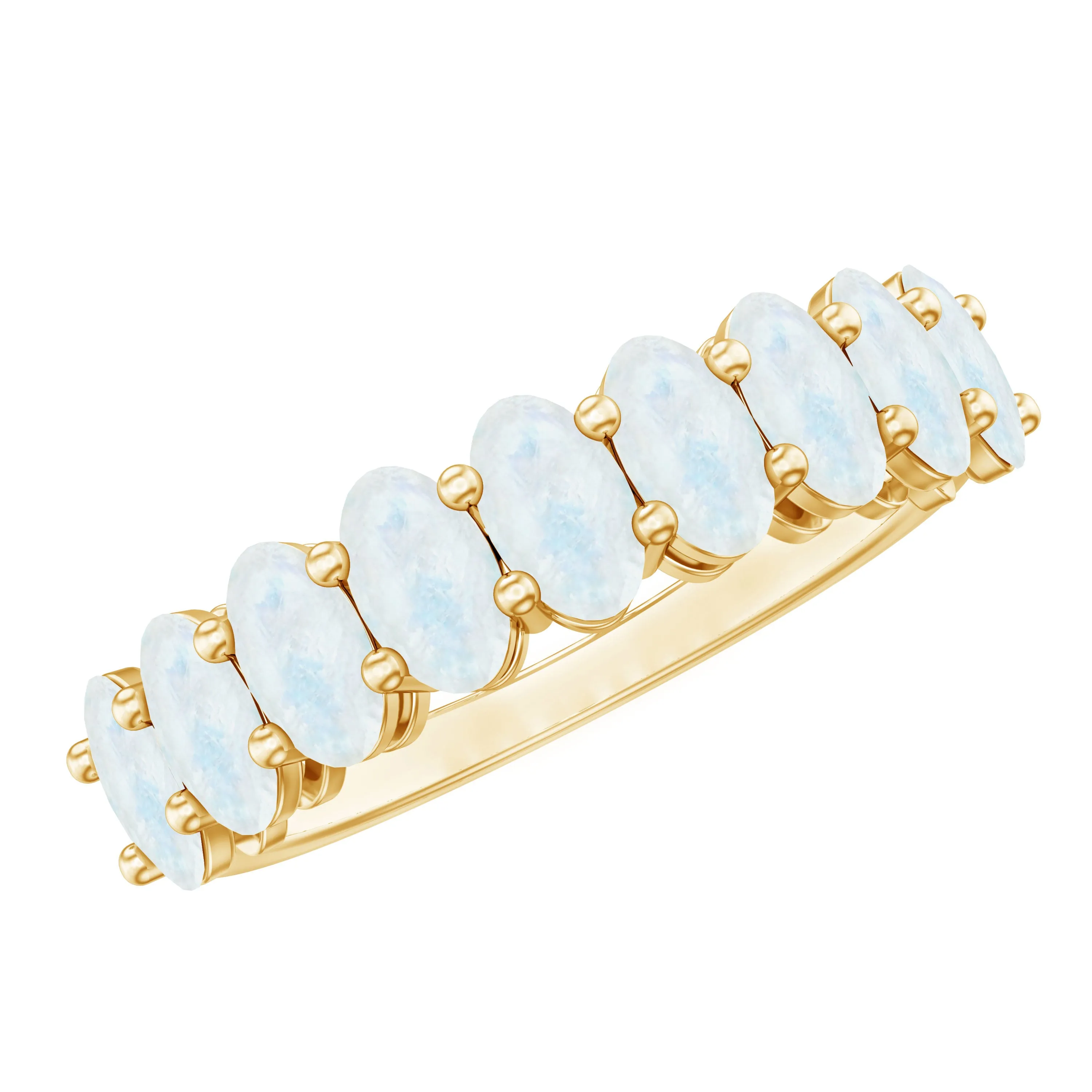 2 CT Oval Cut Moonstone Nine Stone Band Ring