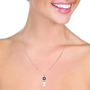 2.78 Carat 14K Solid Rose Gold Necklace Sapphire, White Topaz Diamond