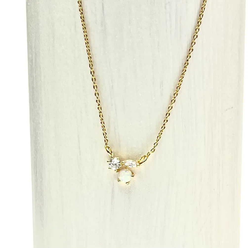 3 STONE OPAL CLUSTER NECKLACE
