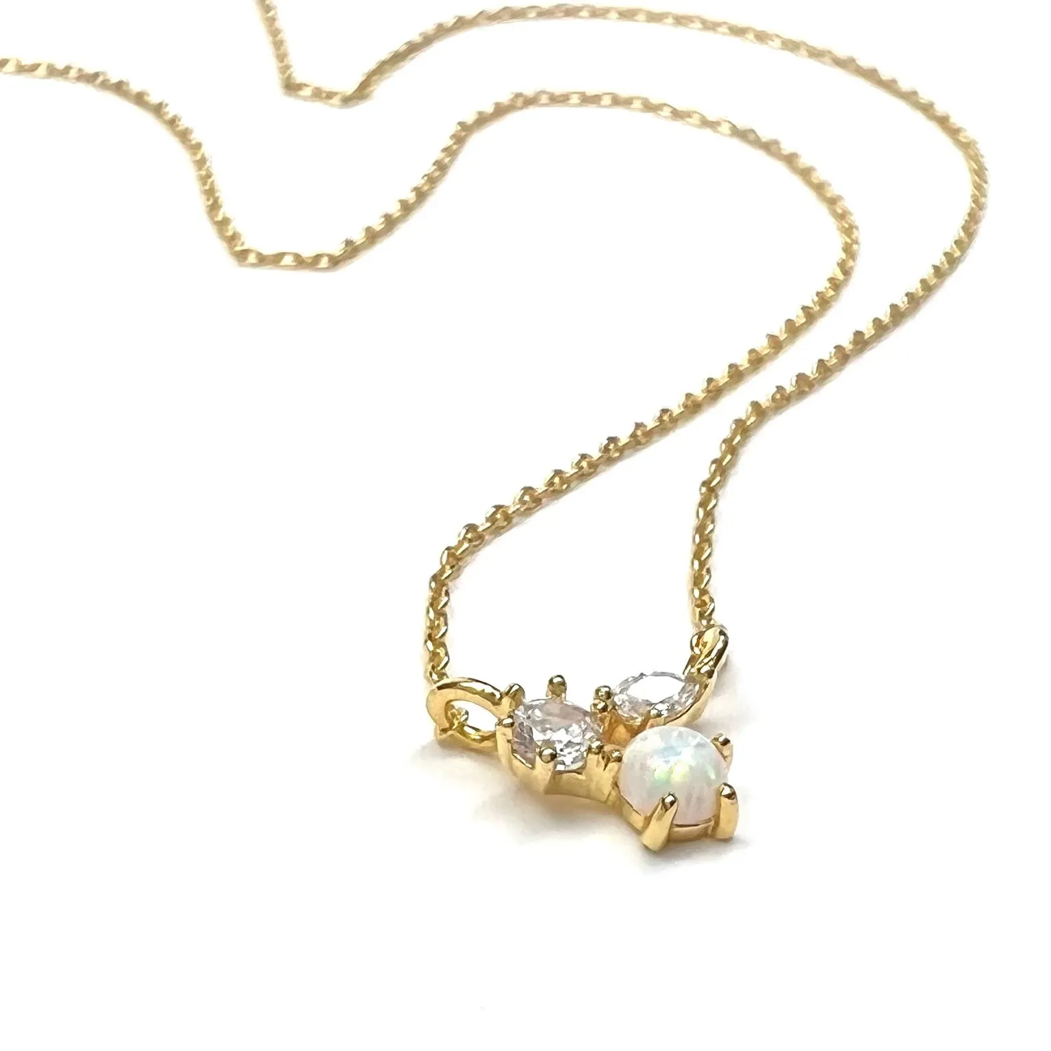3 STONE OPAL CLUSTER NECKLACE