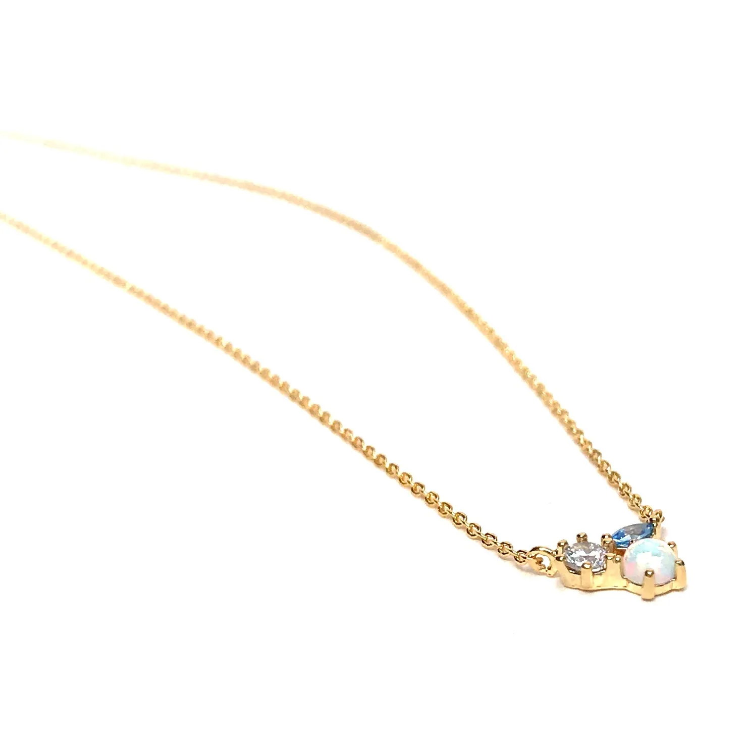 3 STONE OPAL CLUSTER NECKLACE