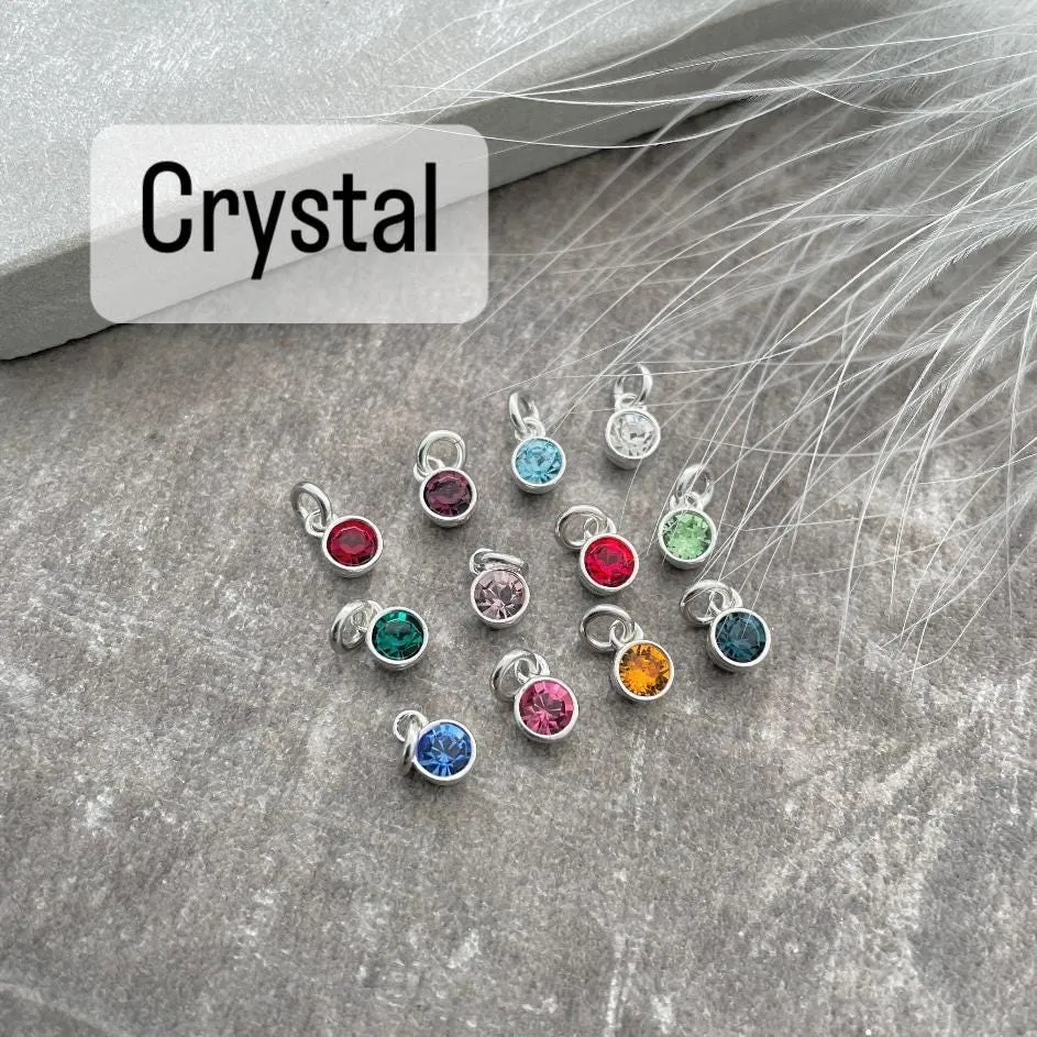 5 Bracelet Stack with Crystal Birthstone, Heart Bracelet Set in Sterling Silver