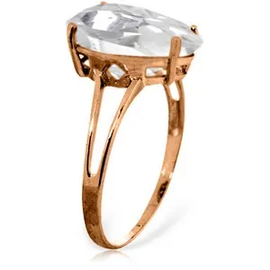 5 Carat 14K Solid Rose Gold Ring Natural White Topaz