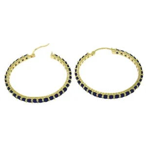 6 Carat 14K Solid Yellow Gold Alana Sapphire Hoop Earrings