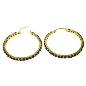 6 Carat 14K Solid Yellow Gold Alana Sapphire Hoop Earrings