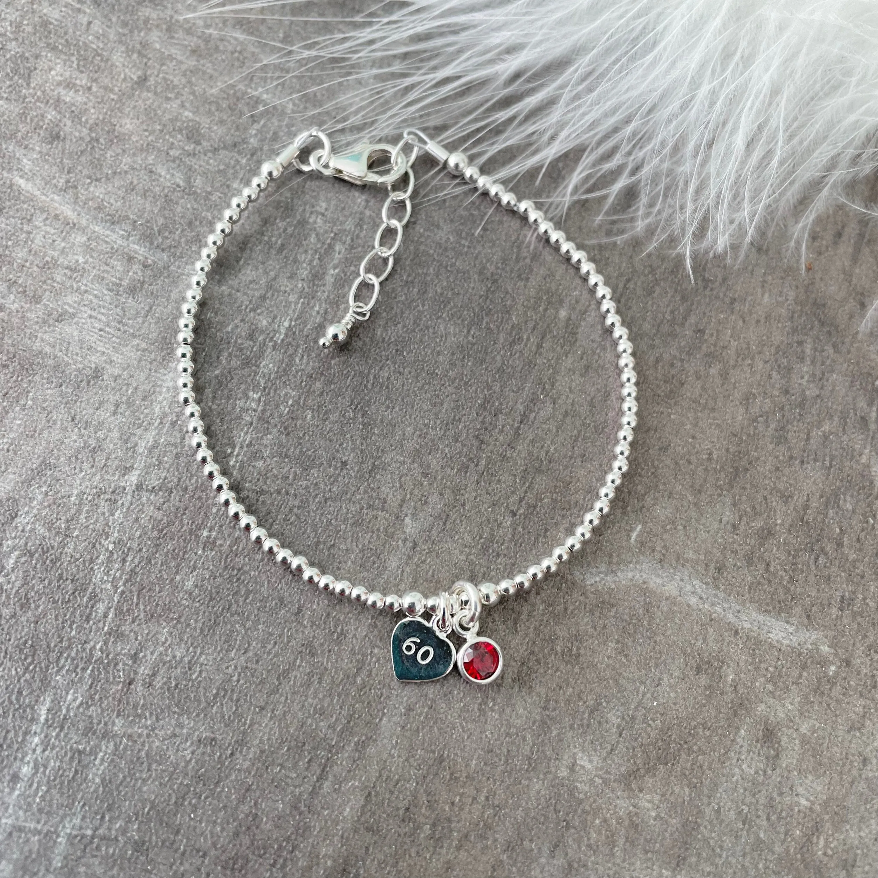 60th Birthday Milestone Gift, Dainty Bracelet with Cubic Zirconia Birthstone