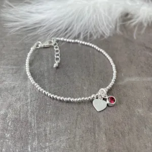 60th Birthday Milestone Gift, Dainty Bracelet with Cubic Zirconia Birthstone