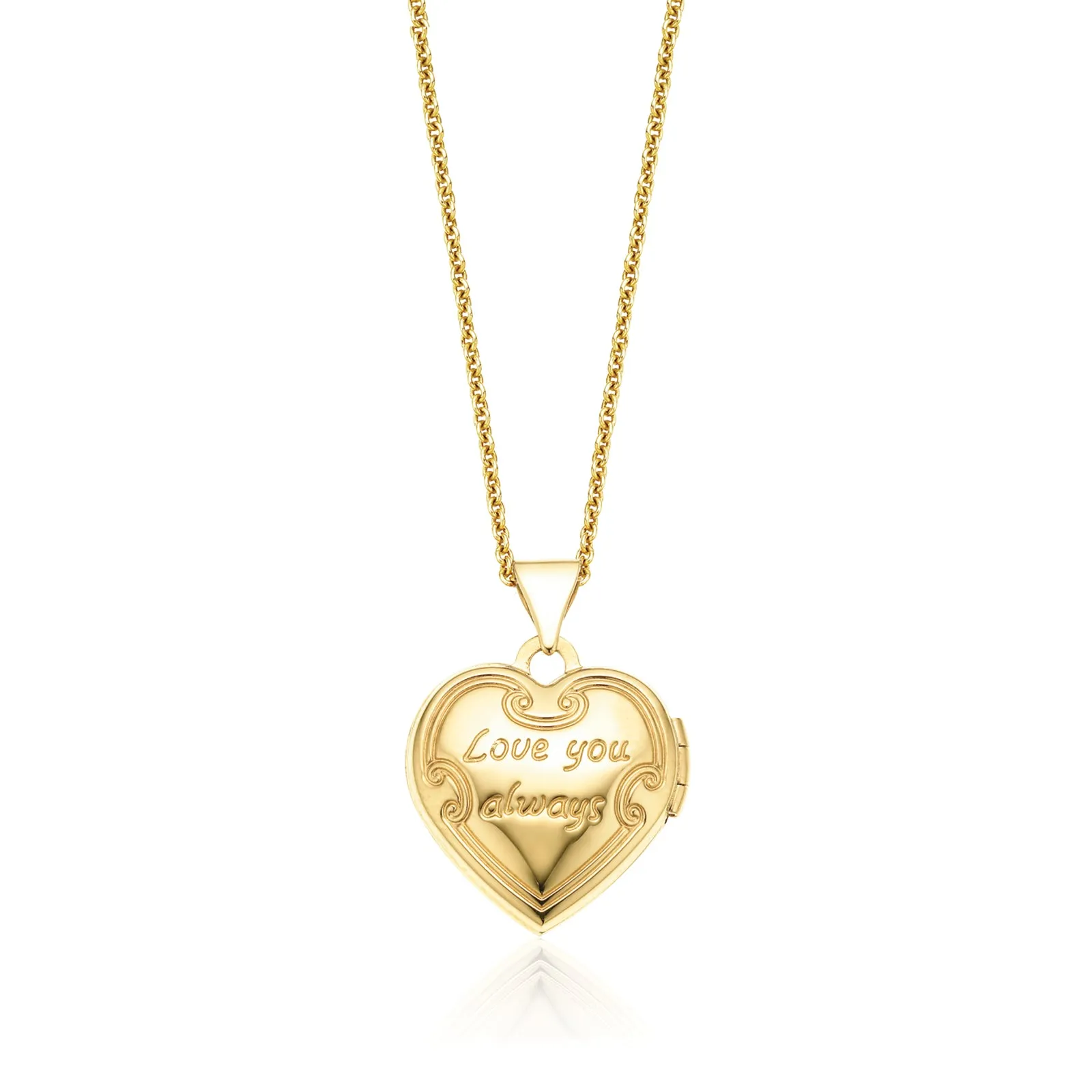9ct Yellow Gold 15mm I Love You Always Heart Locket