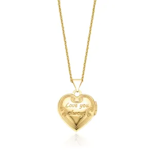 9ct Yellow Gold 15mm I Love You Always Heart Locket