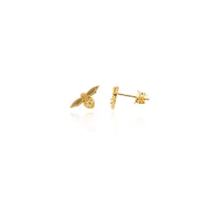 9ct Yellow Gold Bee Stud Earrings