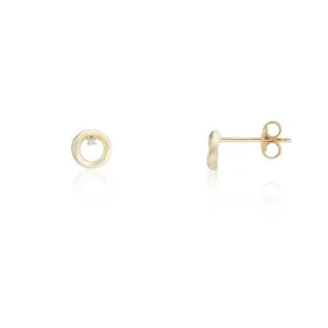 9ct Yellow Gold Circle With Diamond Accent Earrings