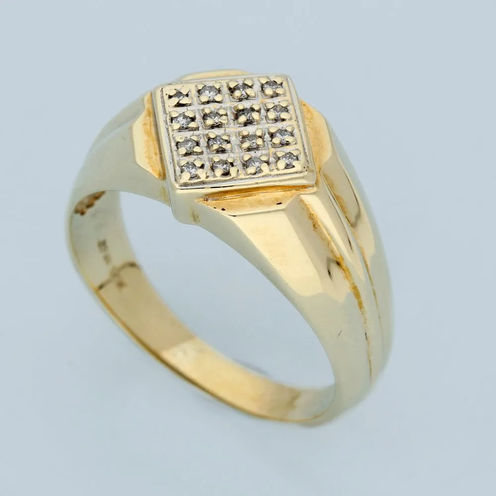 9ct Yellow Gold Diamond Signet Ring