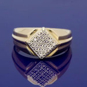 9ct Yellow Gold Diamond Signet Ring