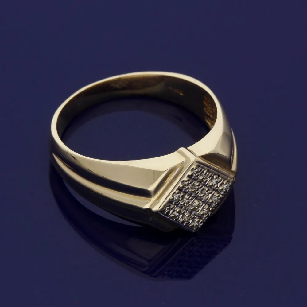 9ct Yellow Gold Diamond Signet Ring