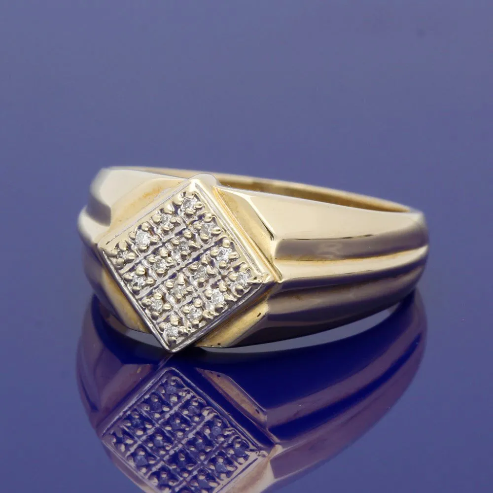 9ct Yellow Gold Diamond Signet Ring