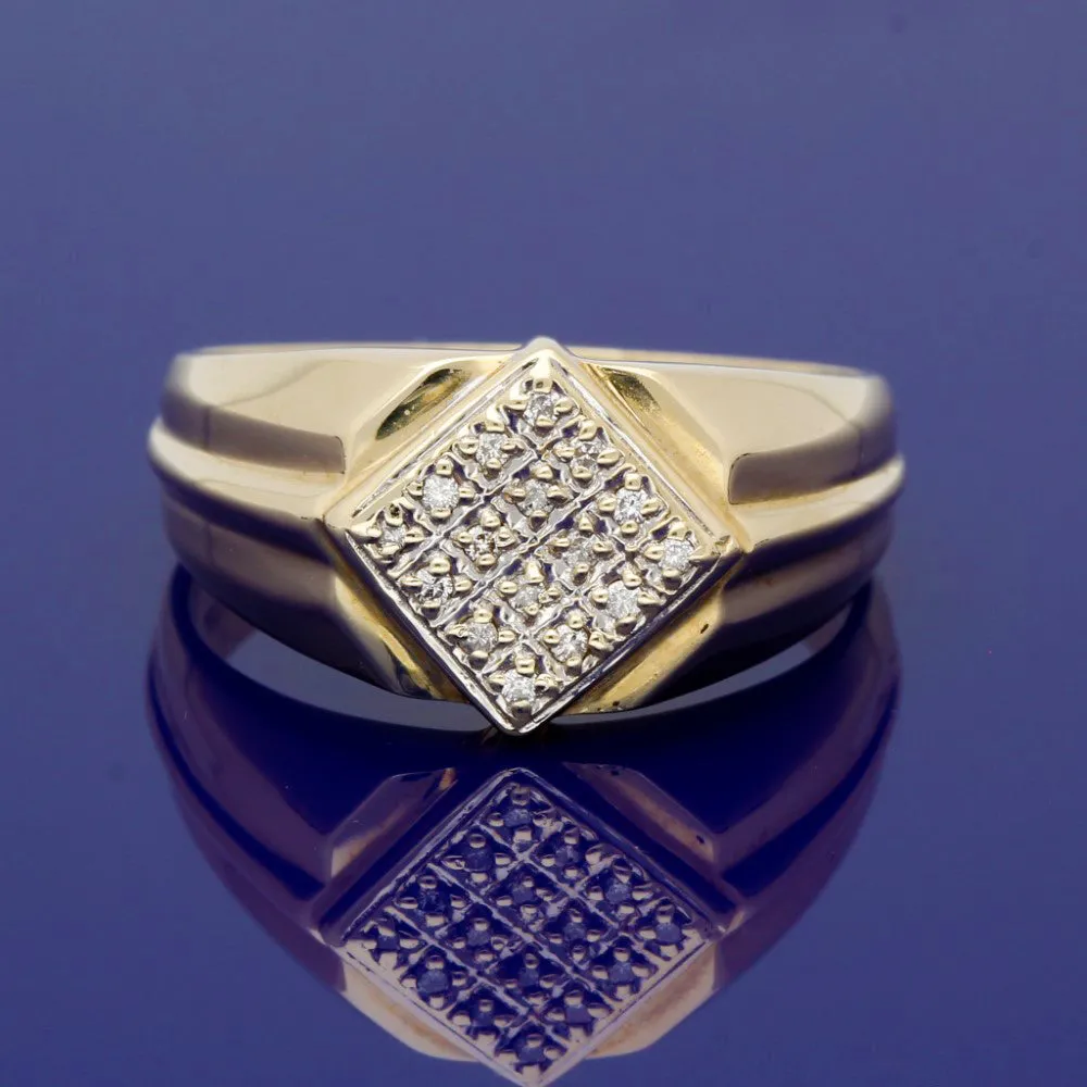 9ct Yellow Gold Diamond Signet Ring