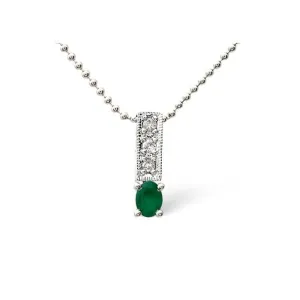 Acotis Diamonds 9K White Gold 0.05ct Diamond 0.17ct Emerald Necklace B1127