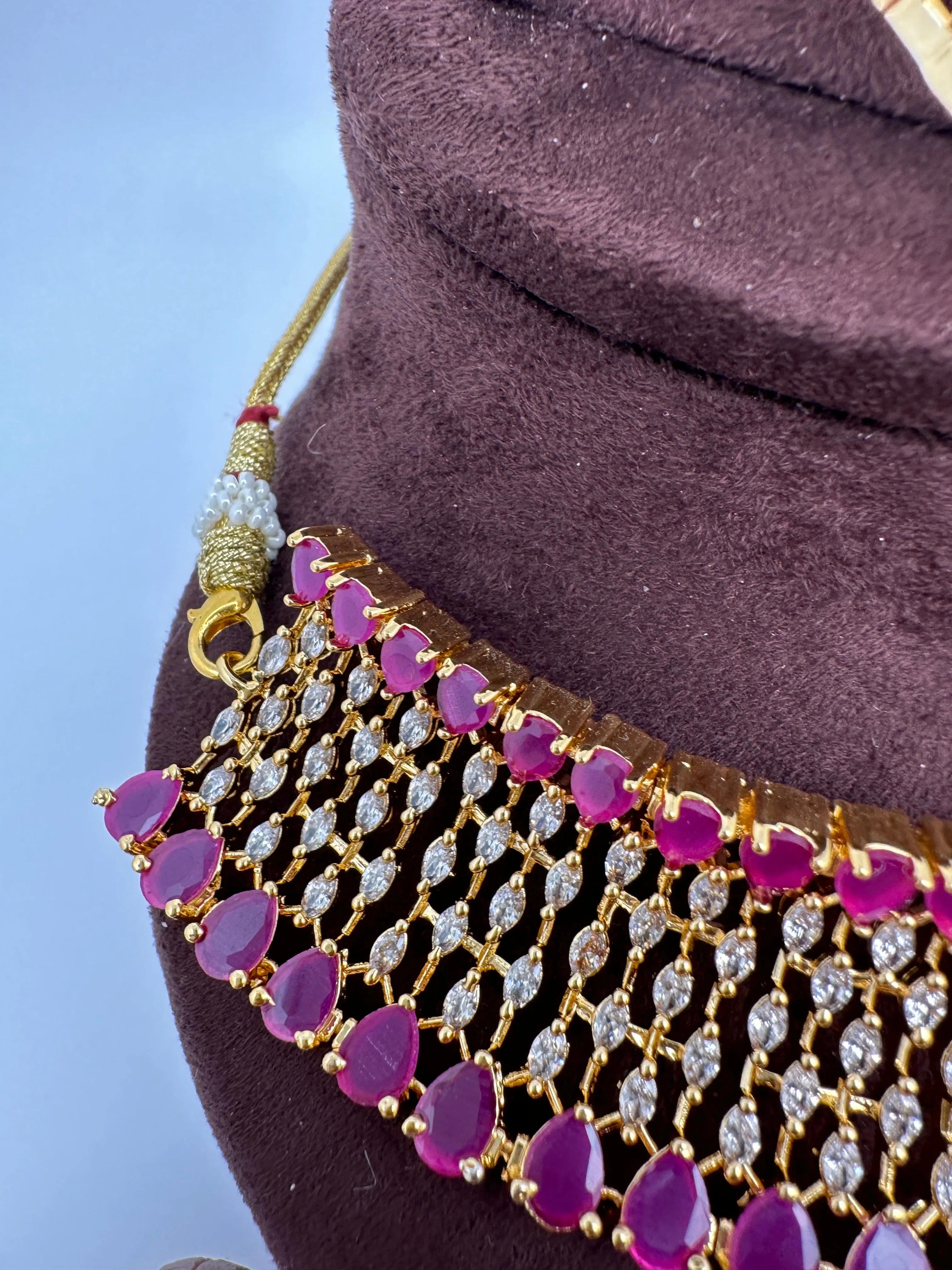 AD Color Stone Gold Polish Choker