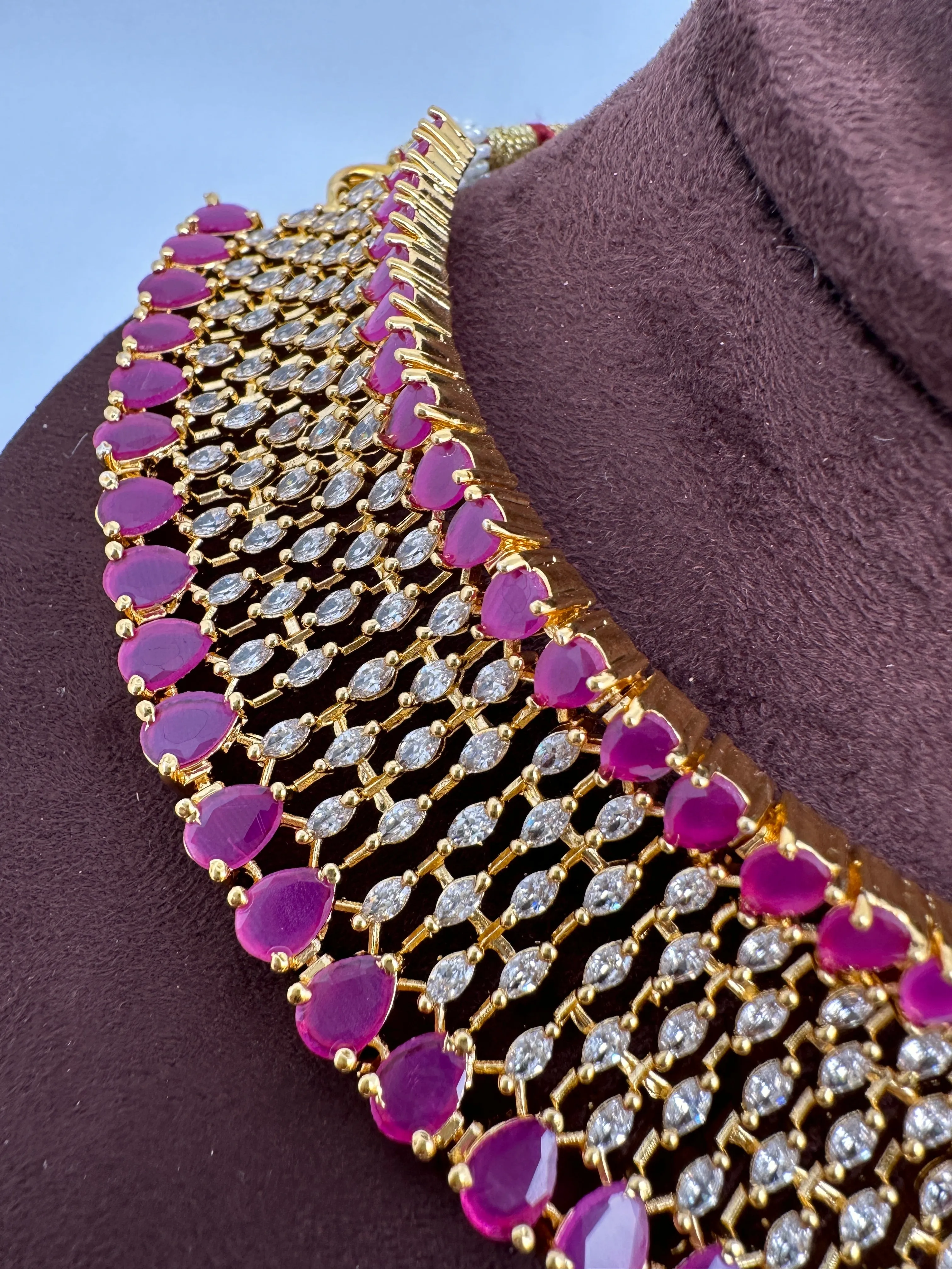 AD Color Stone Gold Polish Choker