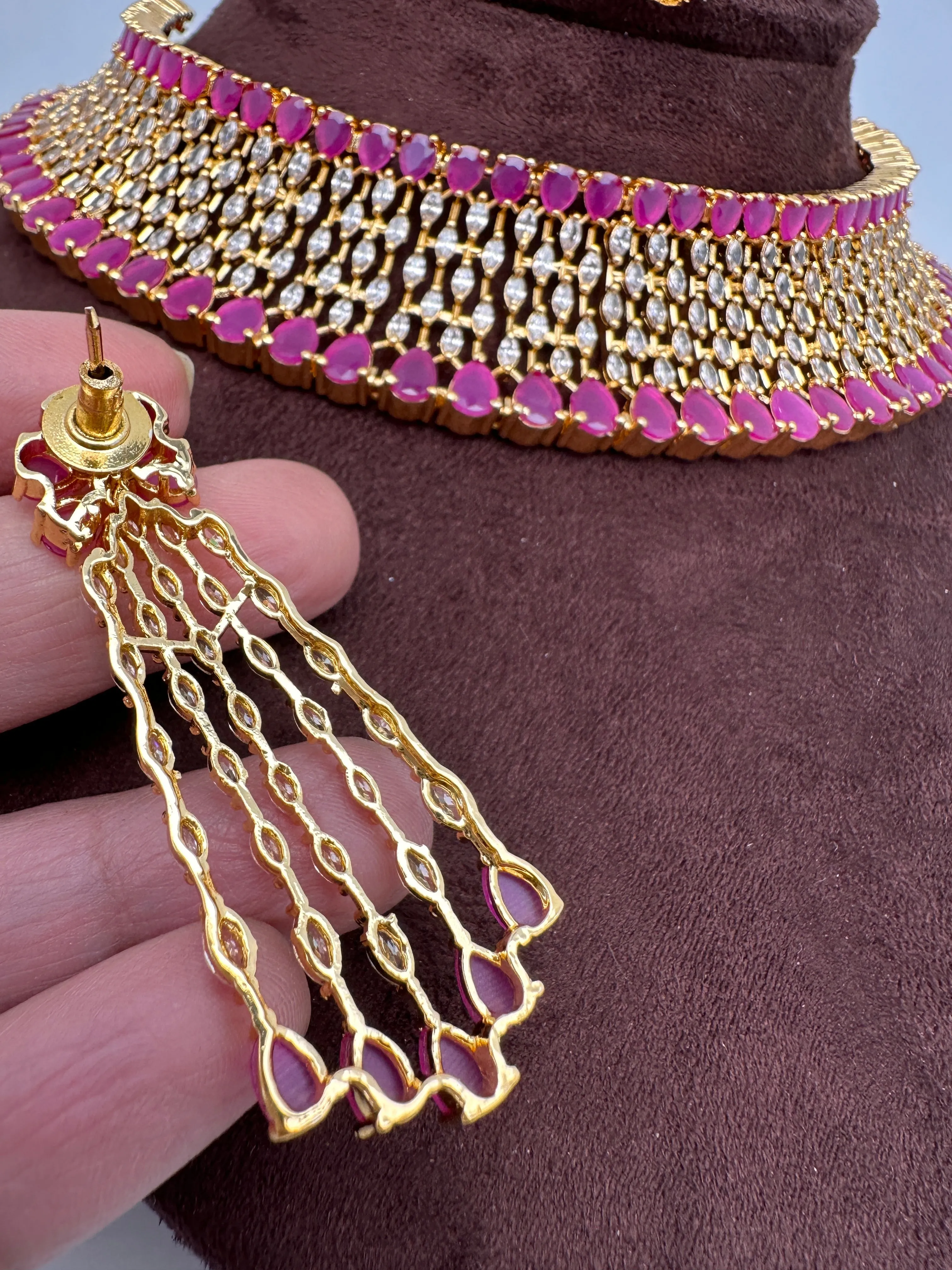 AD Color Stone Gold Polish Choker