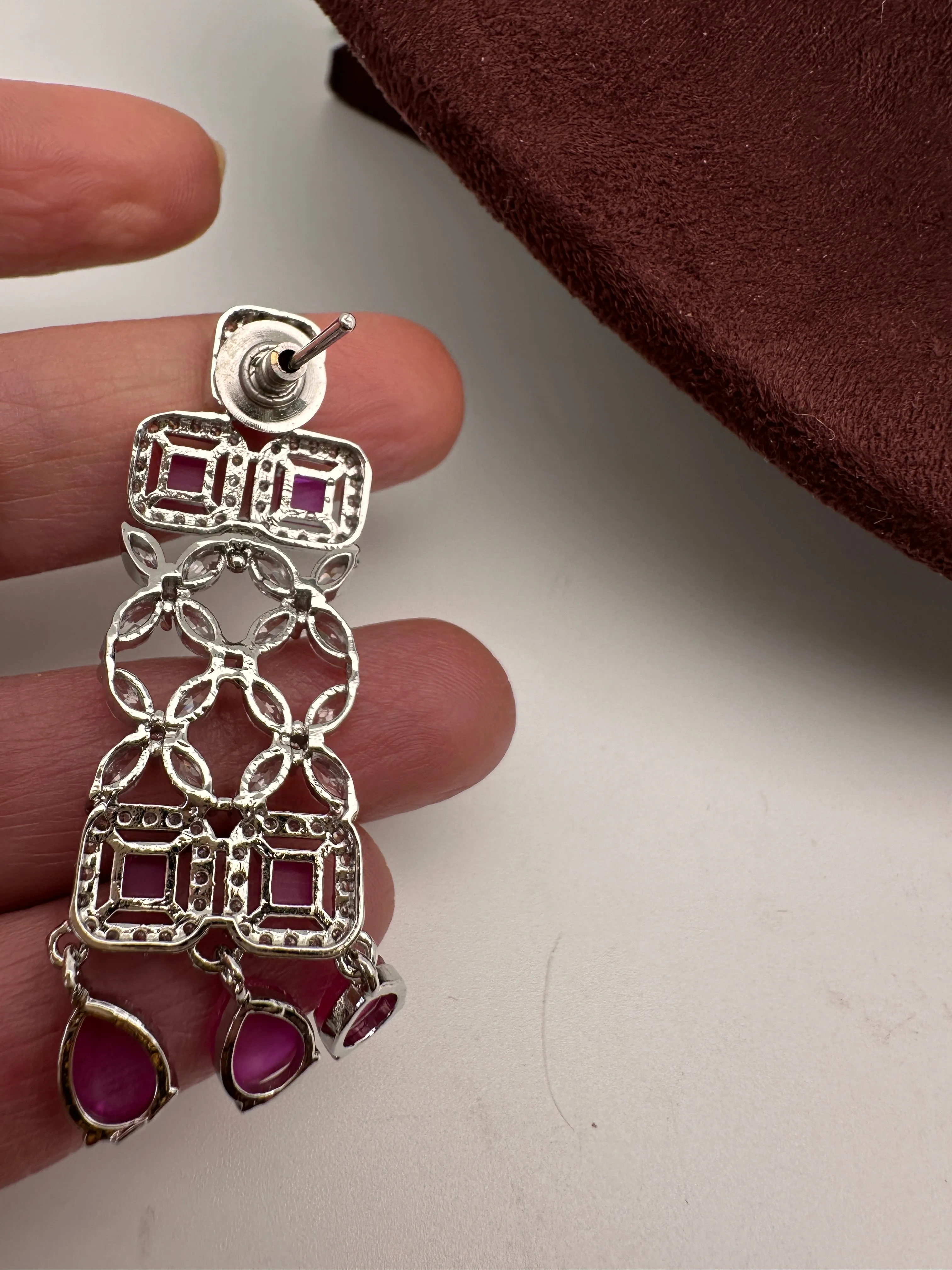 AD Pink Stone Silver Finish Choker