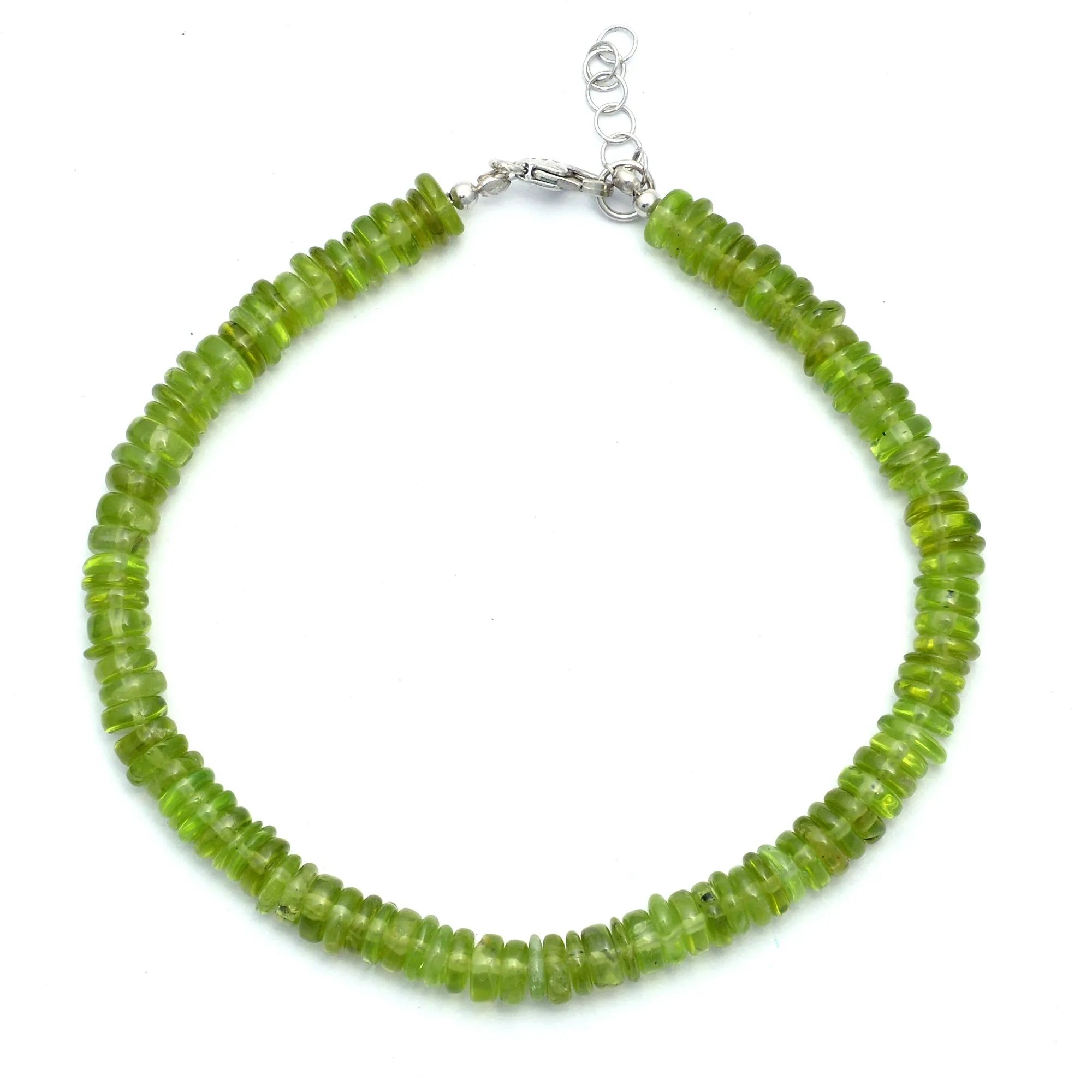 Adorable Green Peridot Gemstone Silver Lobster Lock Bracelet For Women
