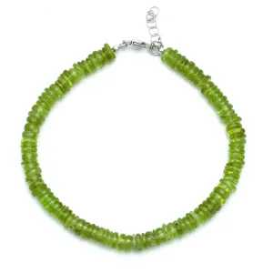 Adorable Green Peridot Gemstone Silver Lobster Lock Bracelet For Women