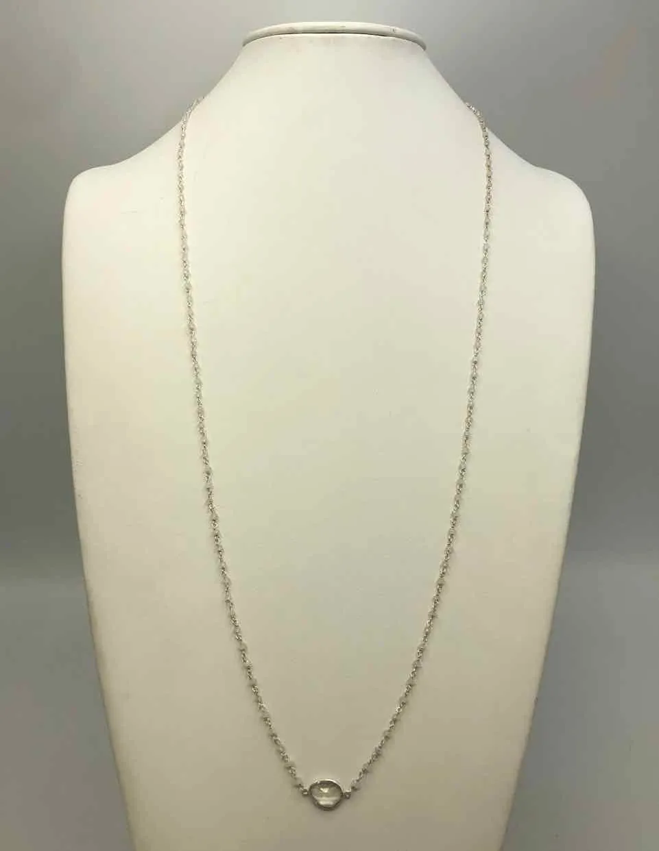 AMELIA ROSE DESIGN Sterling Silver Rainbow Moonstone Faceted 32" ss Necklace