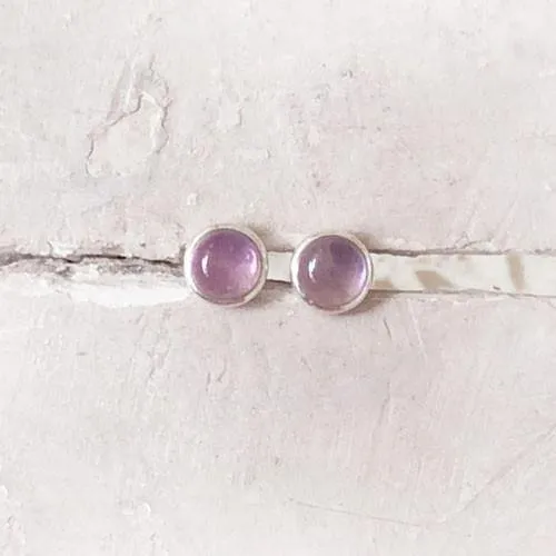 Amethyst Round Silver Stud