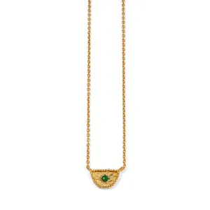 Amulet Necklace, Emerald, 9kt Yellow Gold