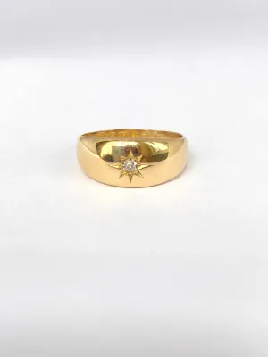 Antique, 18ct Gold, Starburst Old Cut Ring, Hallmarked 18ct Gold, Chester (3.83g)