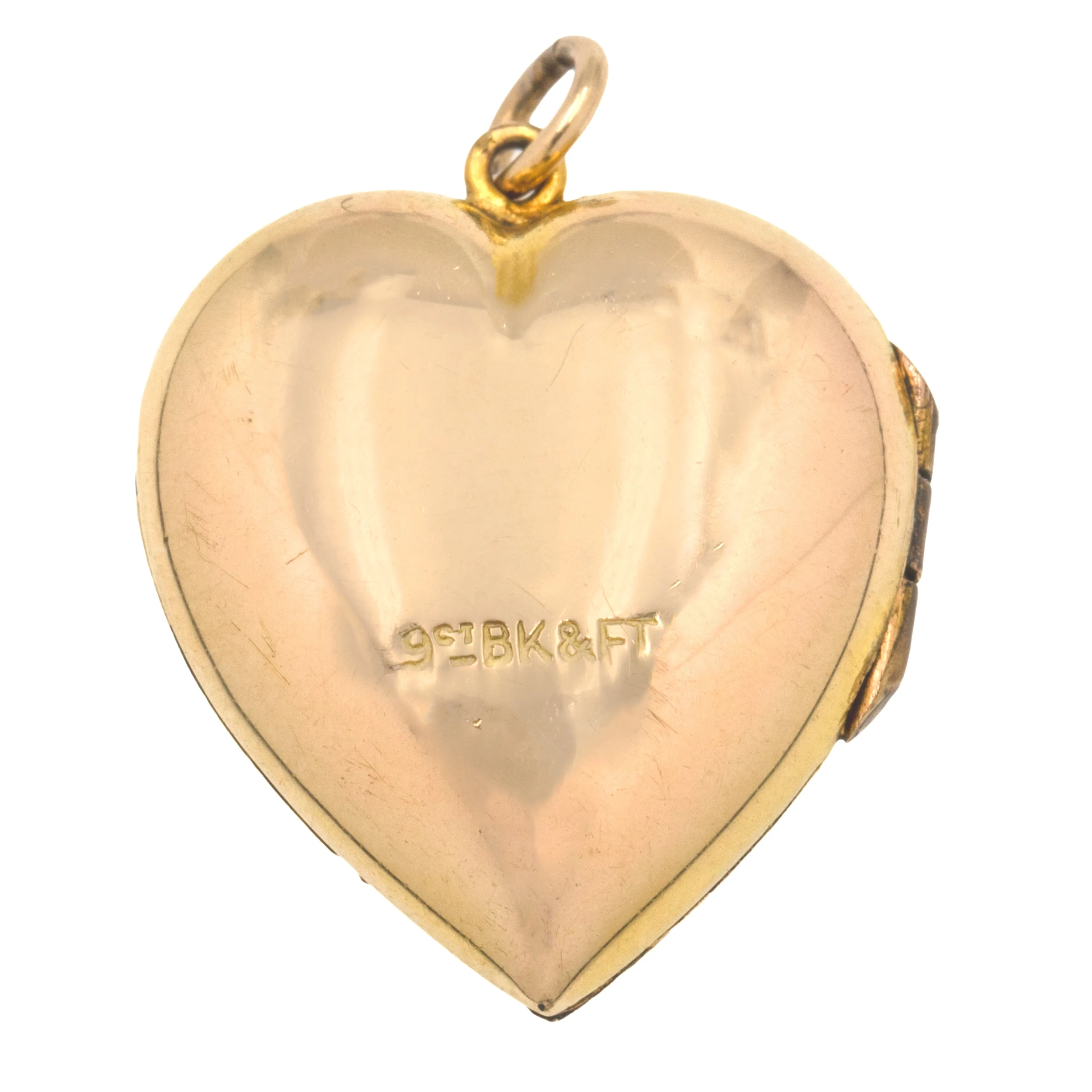 Antique 9ct Gold Engraved Puffy Heart Locket