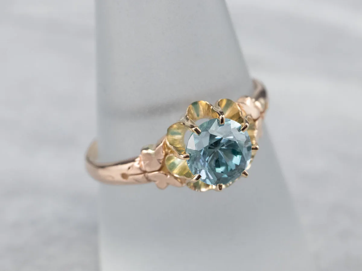 Antique Buttercup Blue Zircon Ring