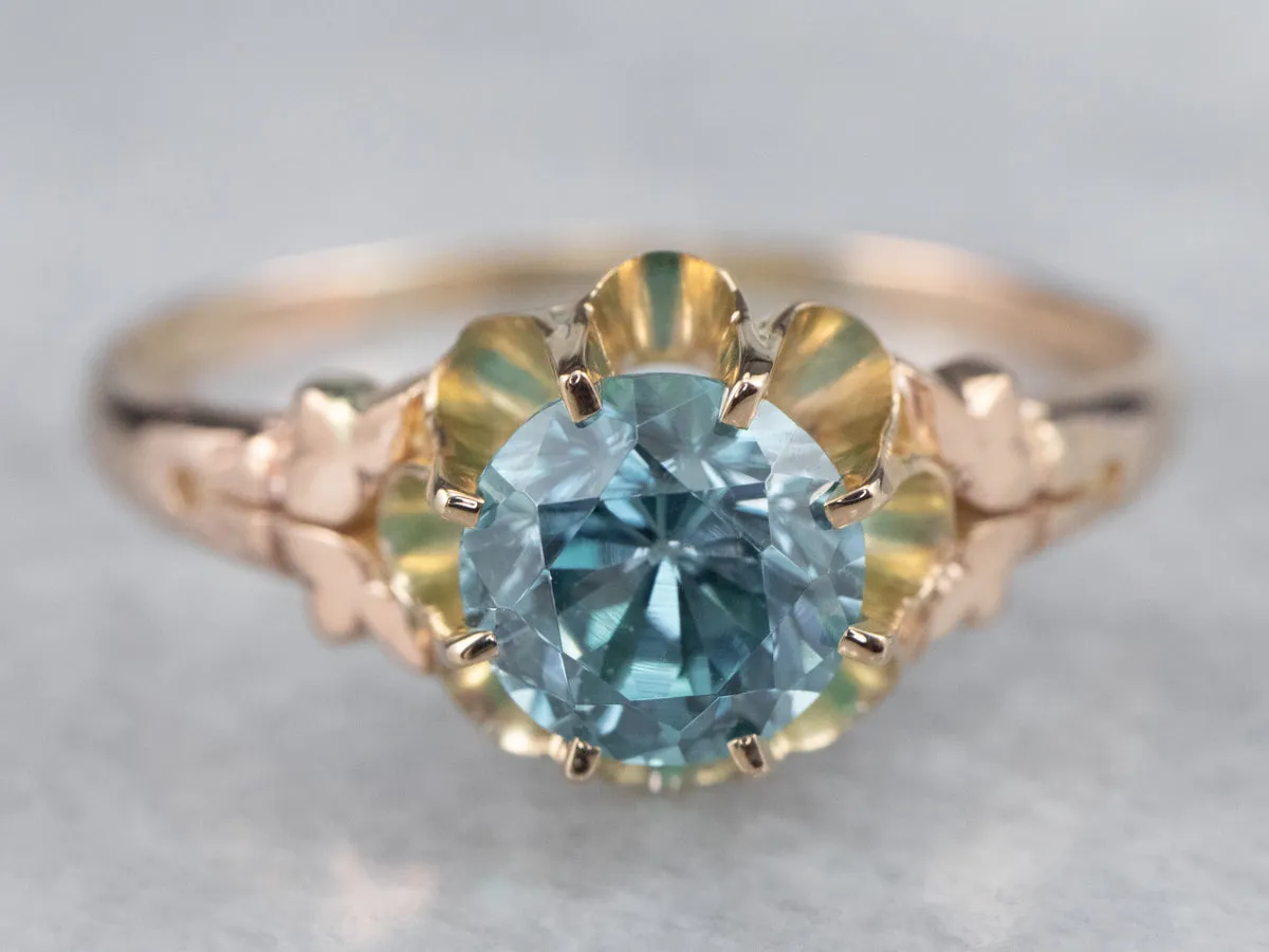 Antique Buttercup Blue Zircon Ring