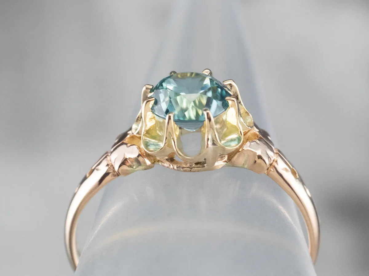 Antique Buttercup Blue Zircon Ring