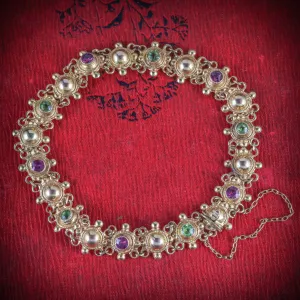 Antique Edwardian Suffragette Bracelet 15ct Gold Circa 1910