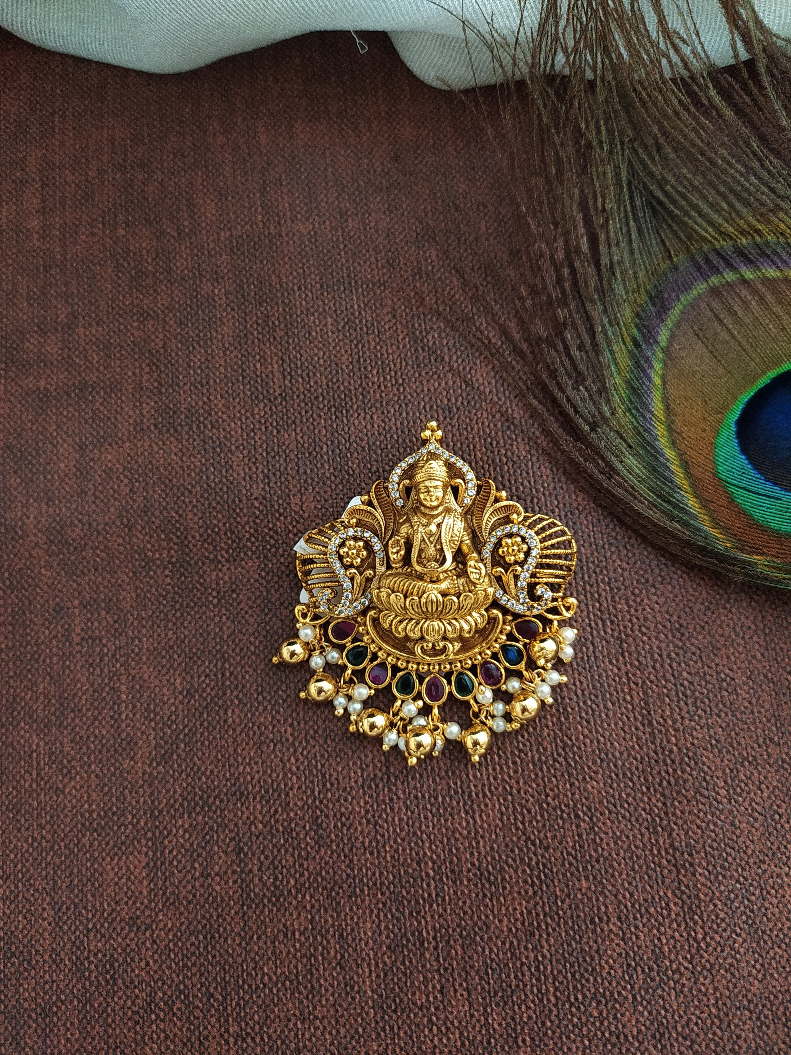 Antique Lakshmi Pendant Set with Earrings