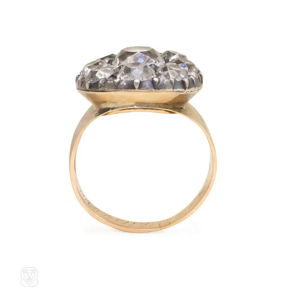 Antique old mine cut diamond mourning ring
