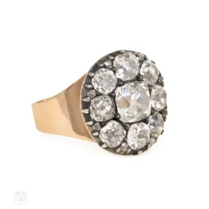 Antique old mine cut diamond mourning ring