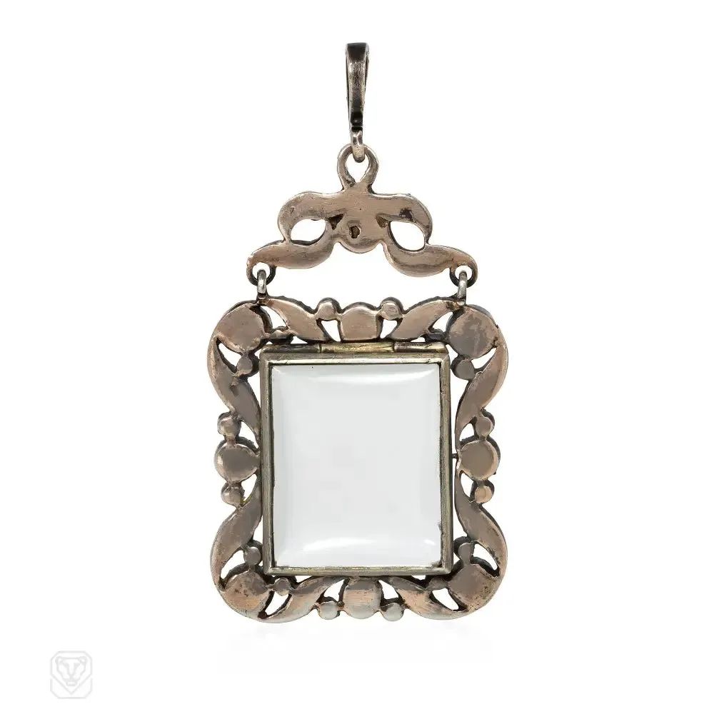 Antique rose cut diamond and carved crystal locket