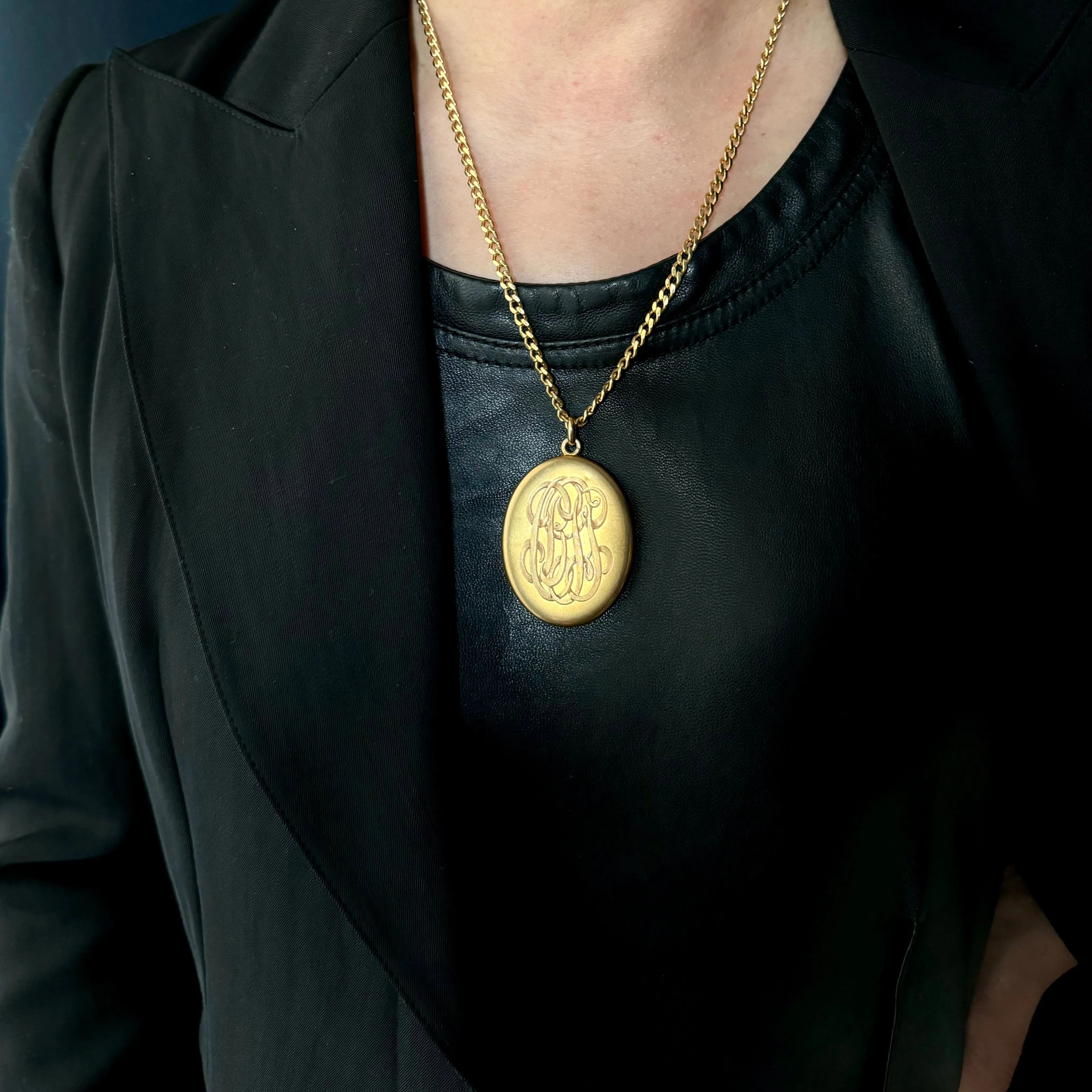 Antique Victorian 14k Large Locket with Hammer Set Euro-Cut Diamond