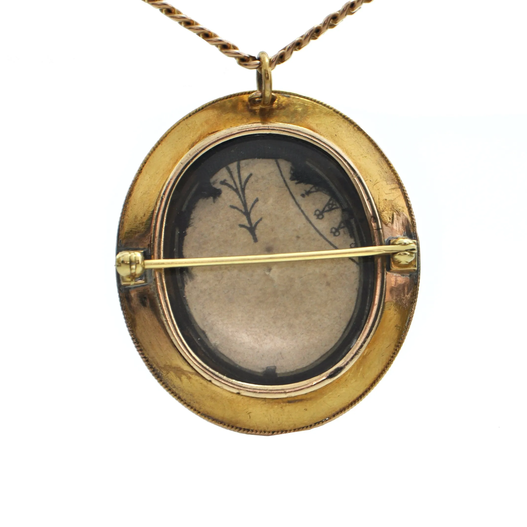Antique Victorian Enamel and Pearl 18K Yellow Gold Mourning Locket