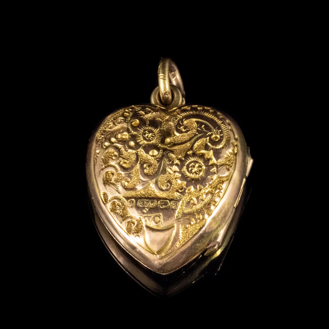 Antique Victorian Heart Locket 9Ct Gold Dated 1900