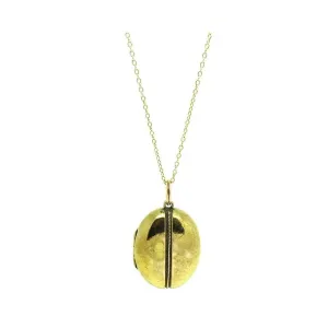 Antique Victorian Mourning Brass Coffee Bean Locket Necklace