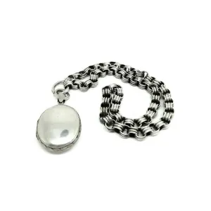 Antique Victorian Silver Locket and Collar Necklace