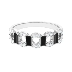 Art Deco Half Eternity Ring with Black Onyx and Diamond