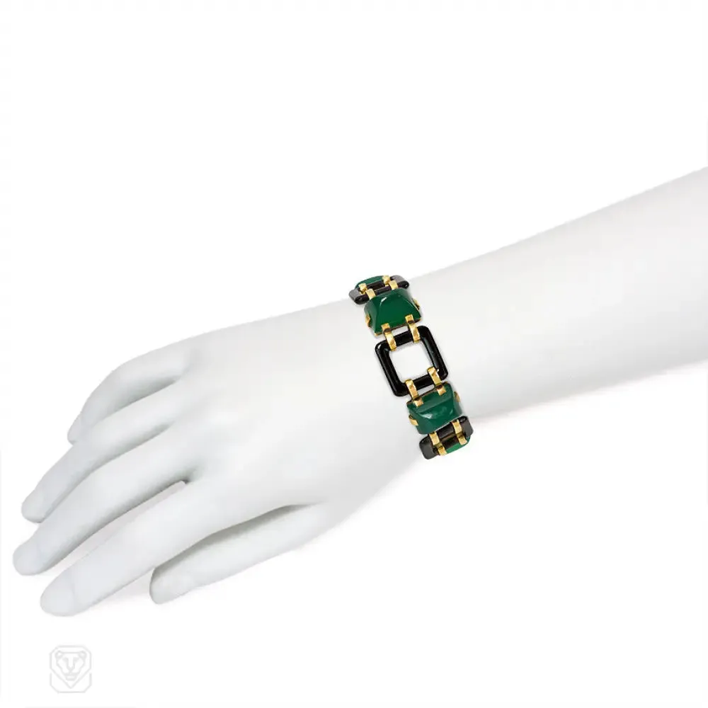 Art Deco onyx and chrysophrase bracelet