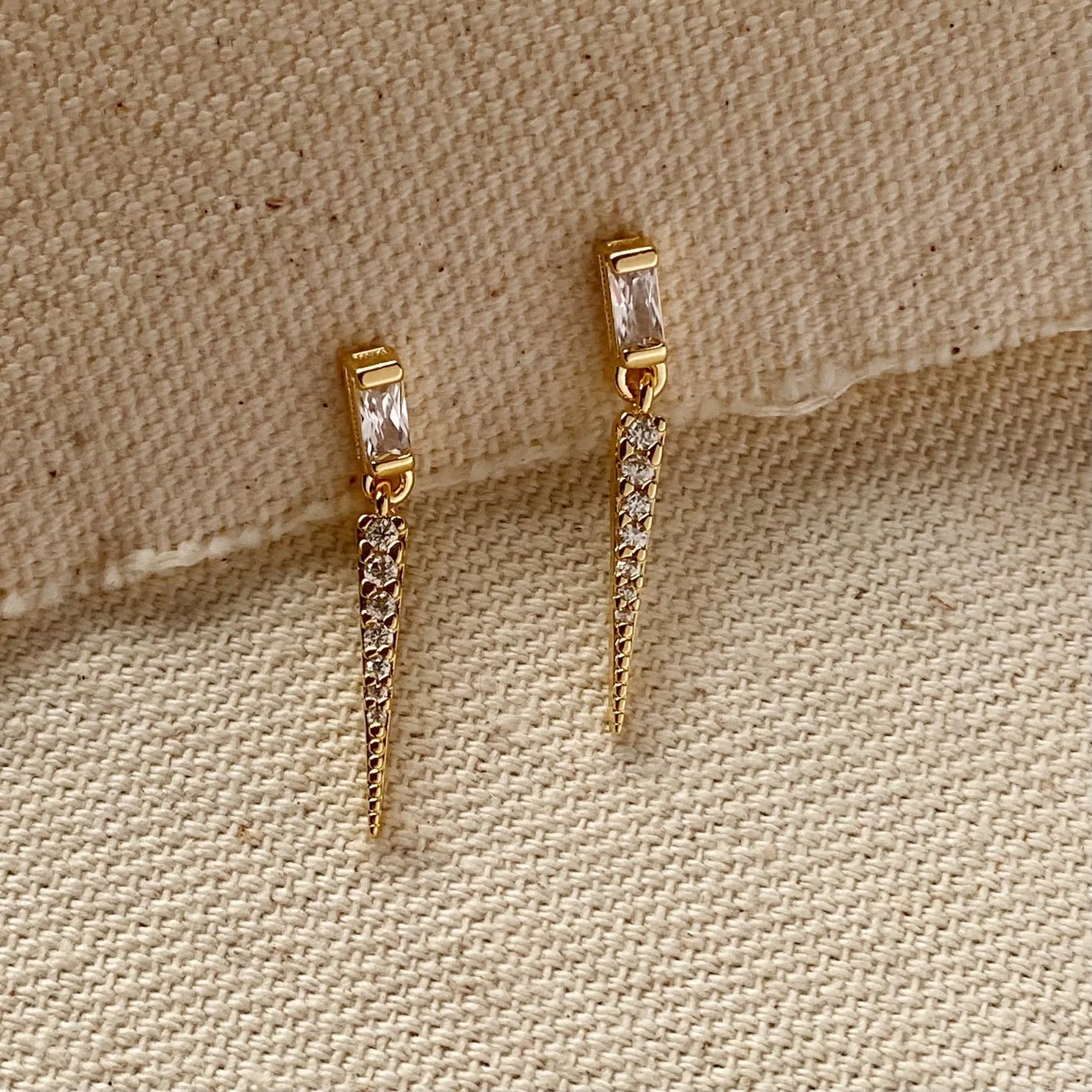 Baguette Cubic Zircon Stone with Spike Drop Earring