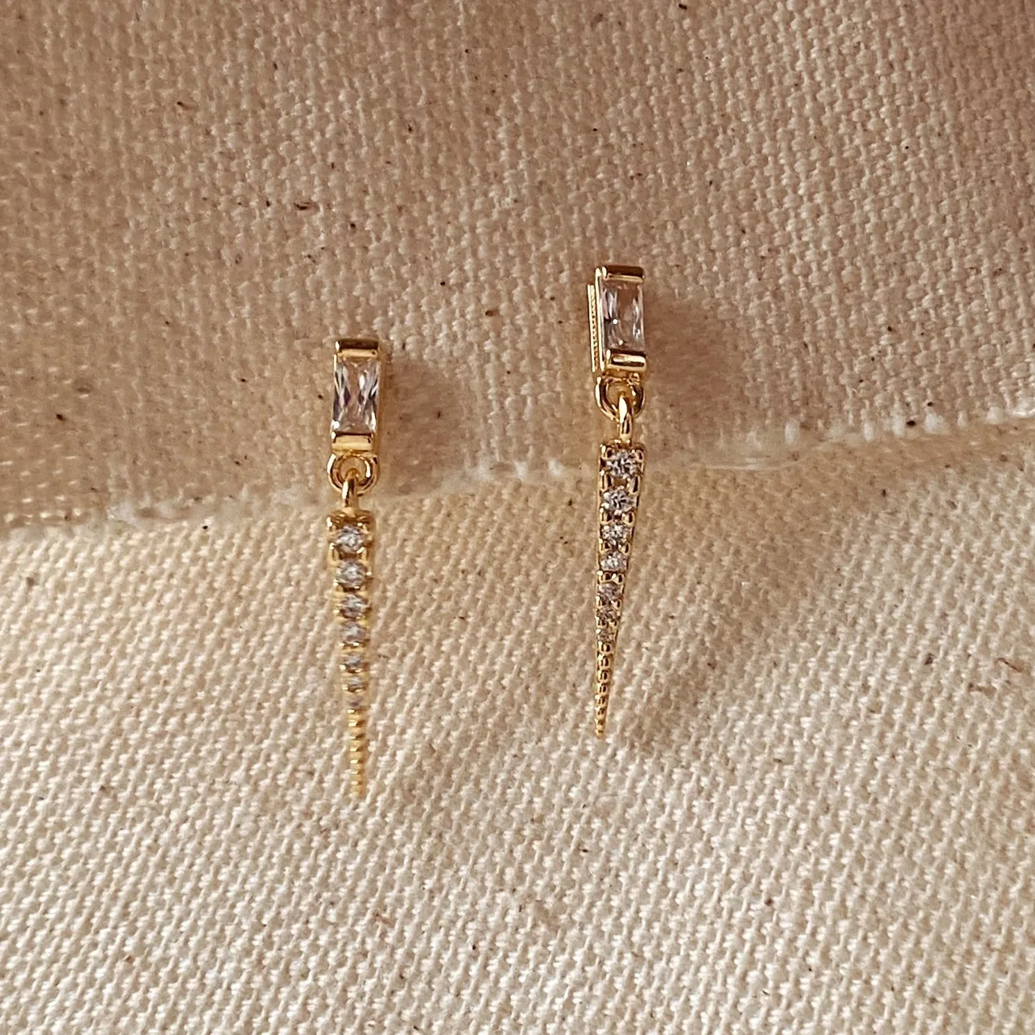 Baguette Cubic Zircon Stone with Spike Drop Earring