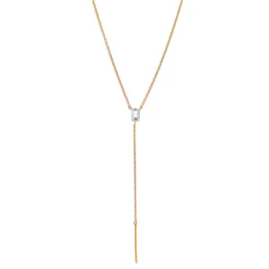 Baguette Lariat, Blue Topaz, Gold